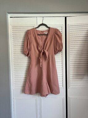 Express Pink Romper with Front Bow Tie